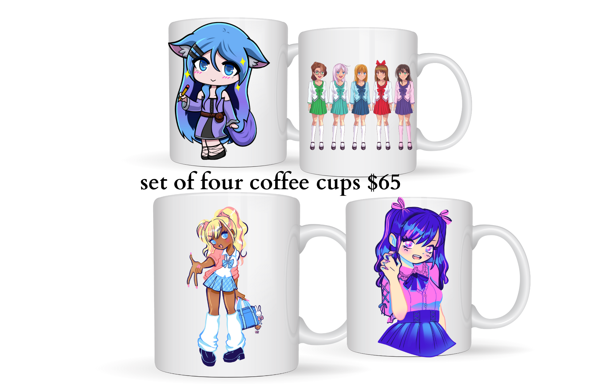 set of four coffee cups