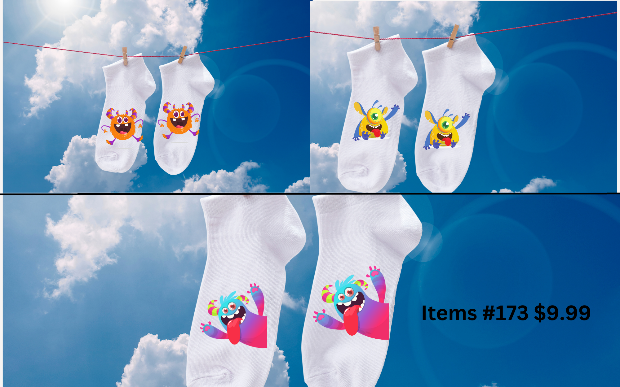 fun monster custom Socks