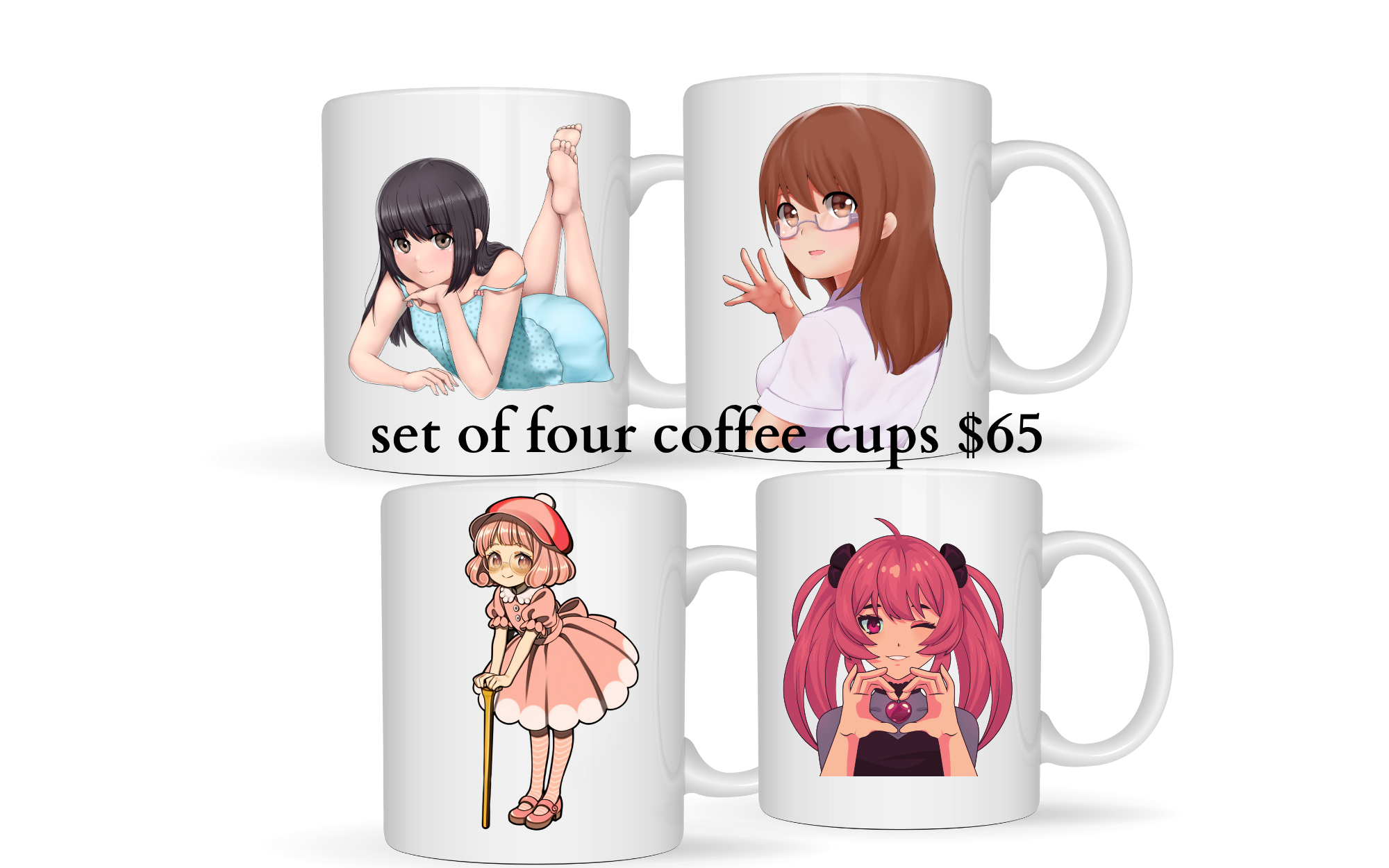 set of four coffee cups  