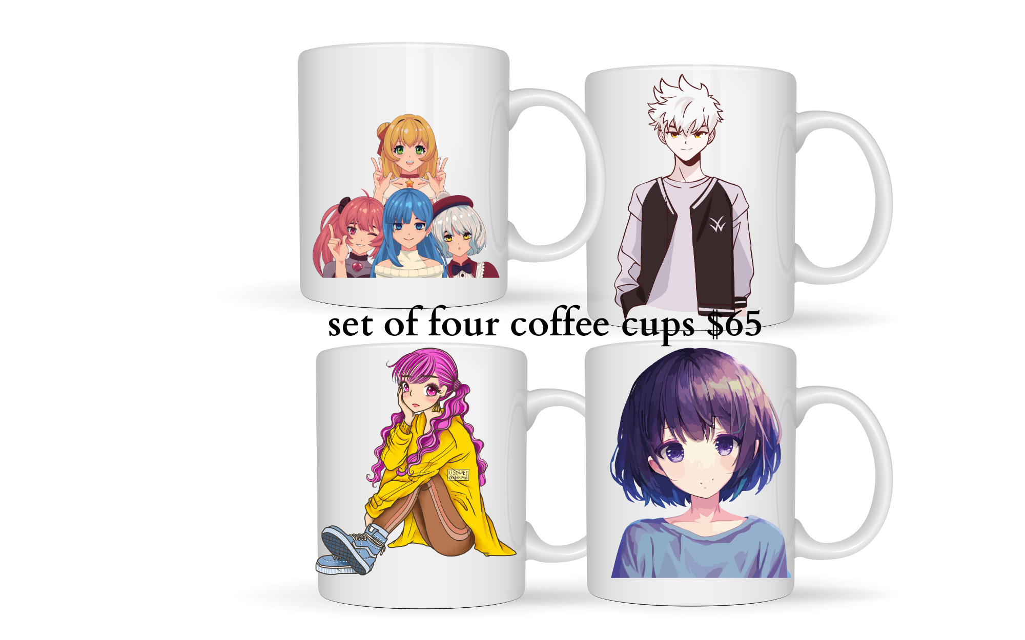 set of four coffee cups