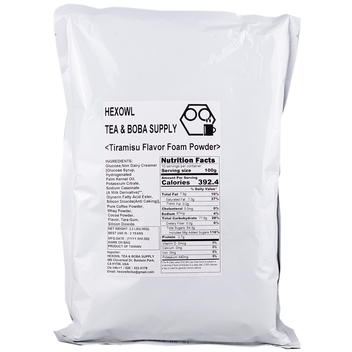 Polvo de espuma sabor tiramisú marca Hexowl