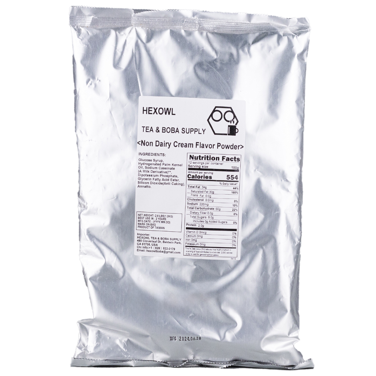 Polvo sabor crema no láctea marca Hexowl