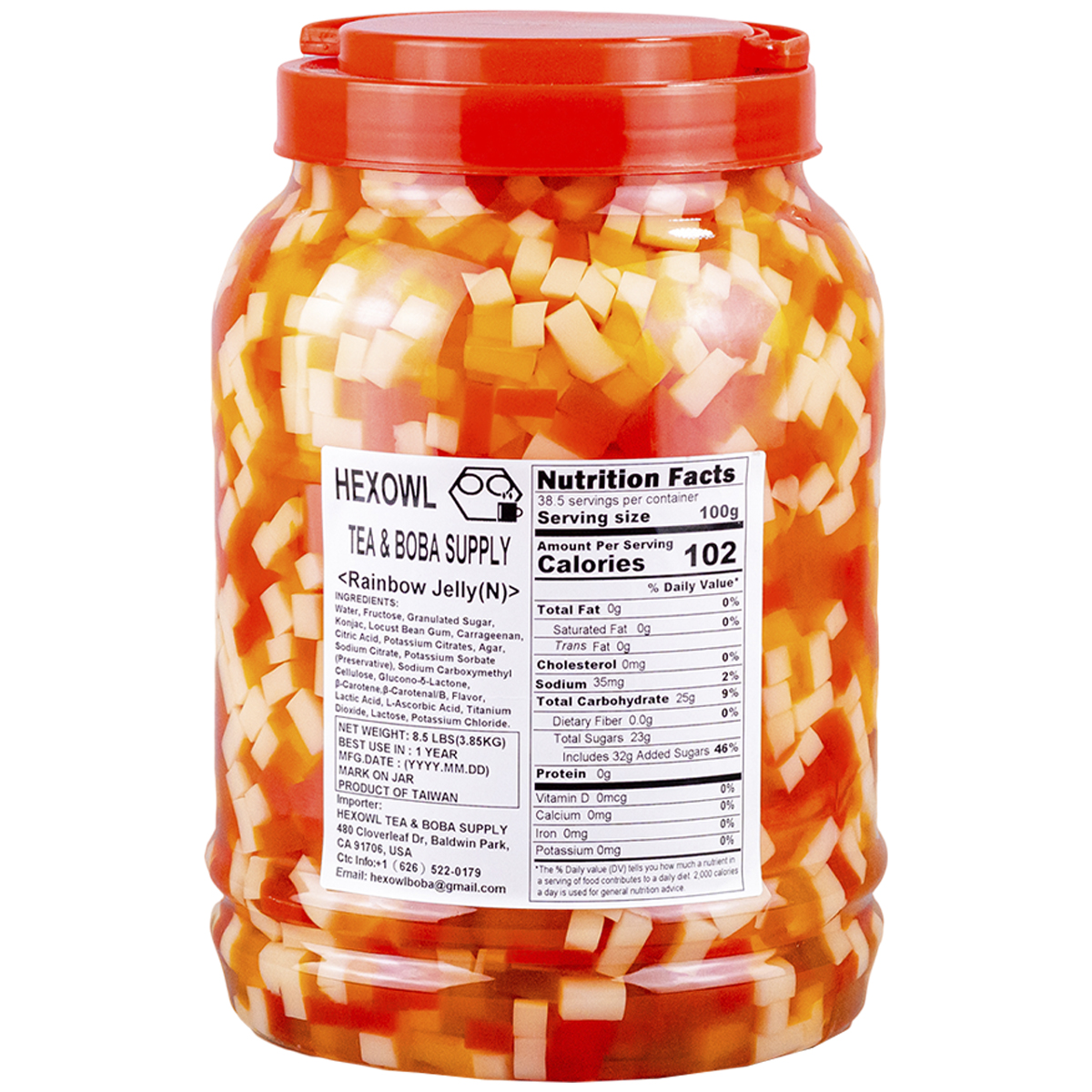 Jalea arcoíris para bubble tea marca Hexowl
