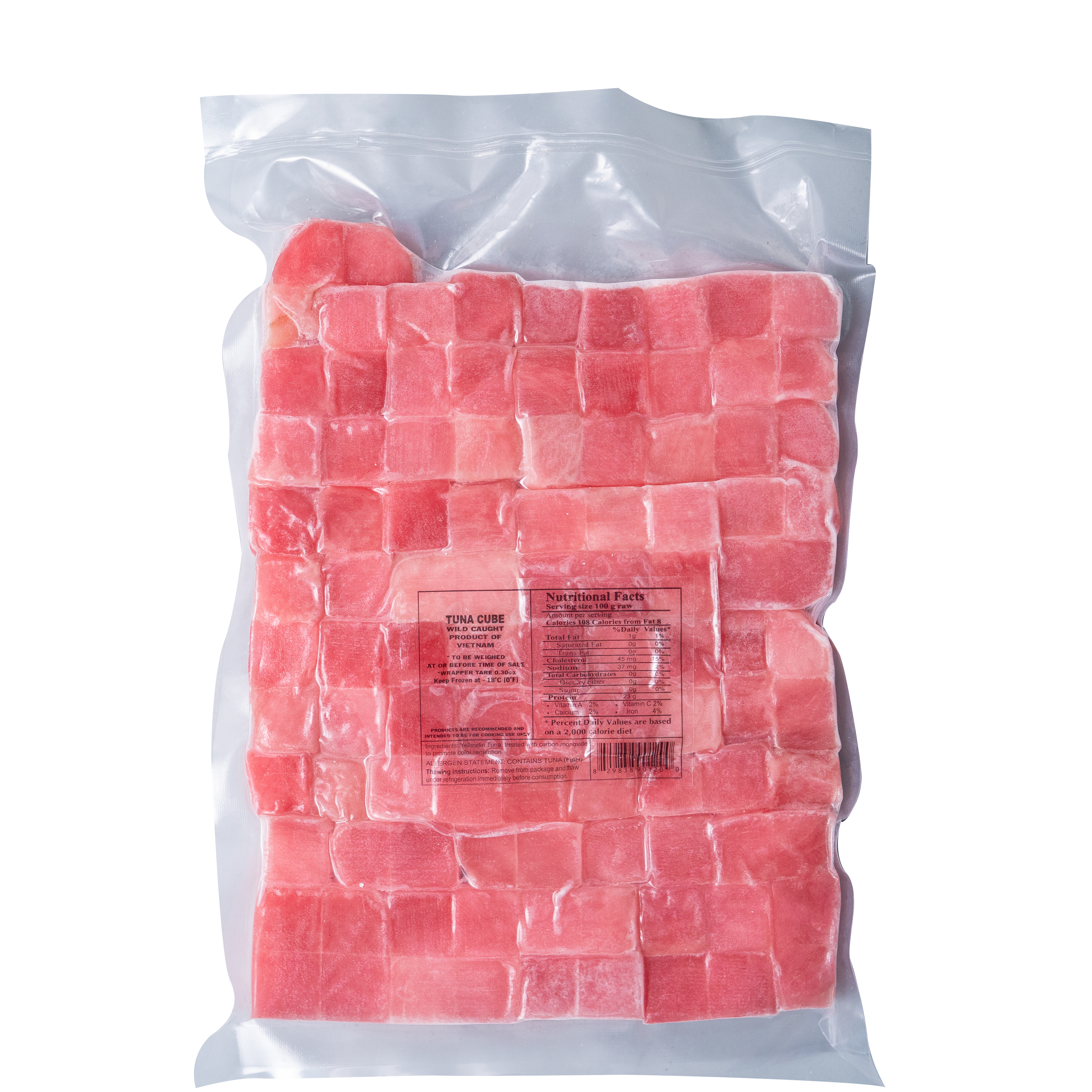 Cubos de atún congelado