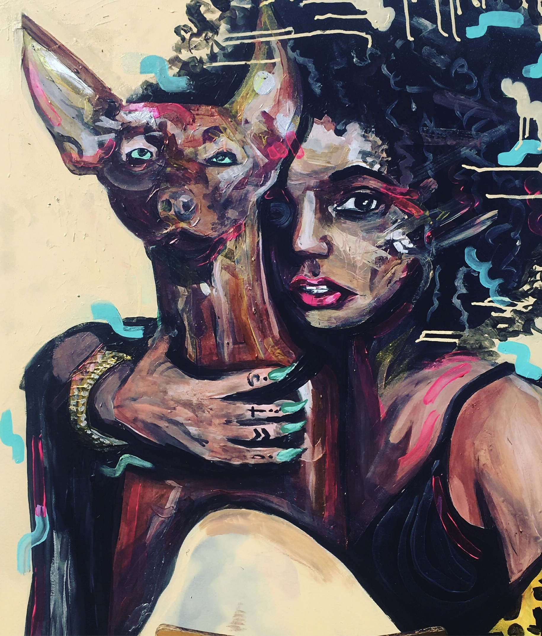  Nicole and Anubis the Dog rest in peace Painting