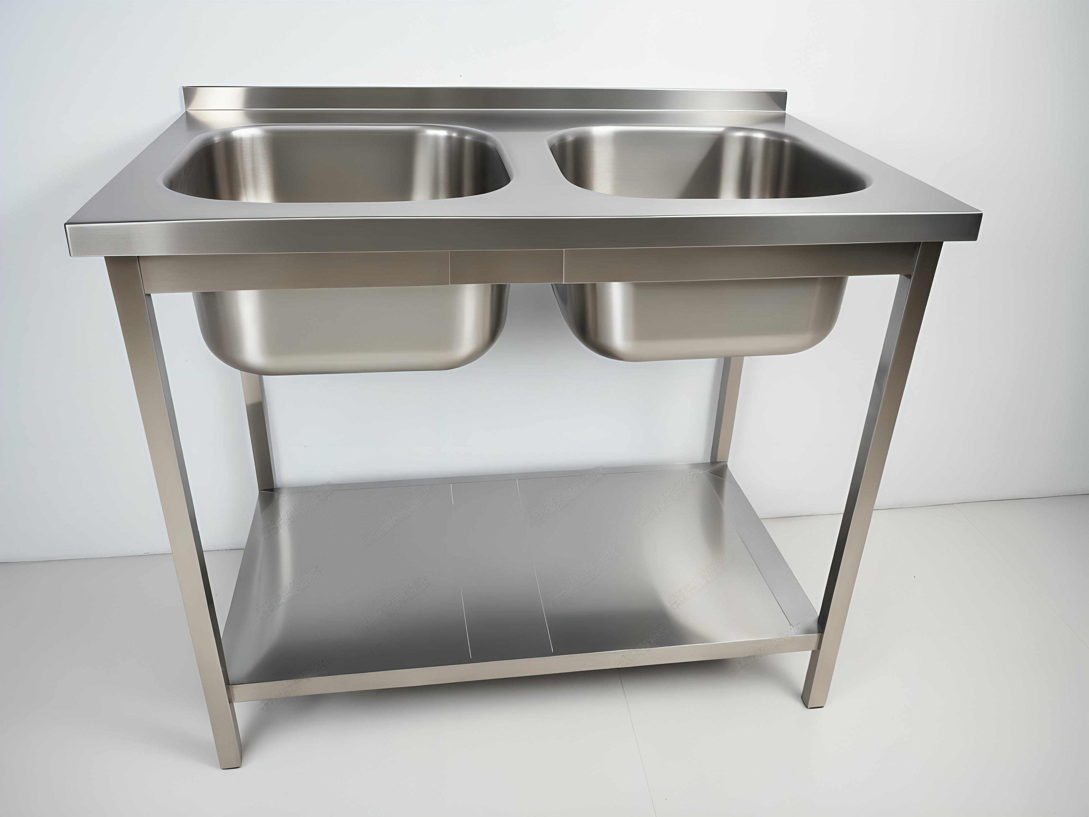 Nerūdijančio plieno stalas su dviguba plautuvę