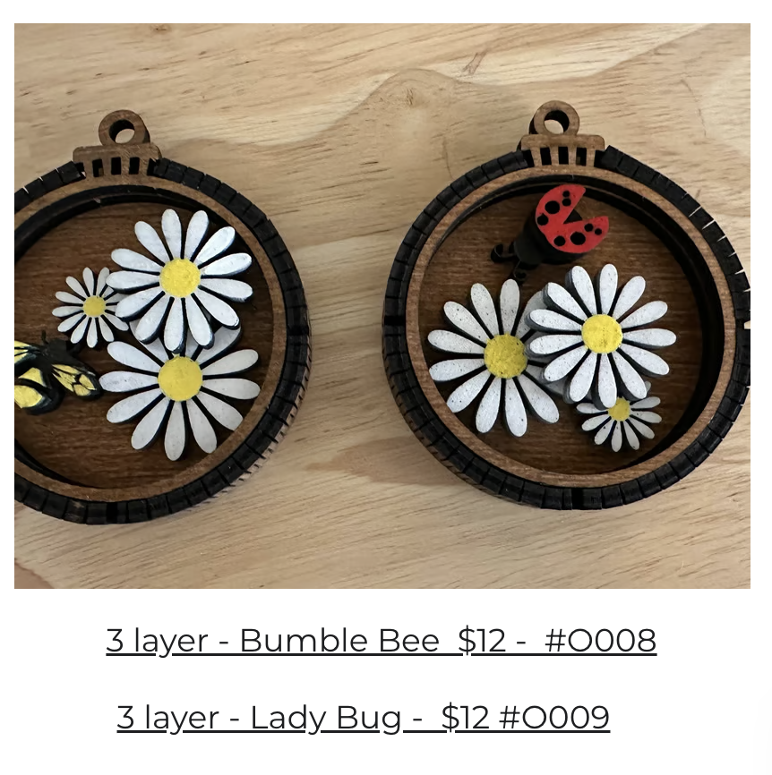 3 Layer Lady Bug Floral Ornament