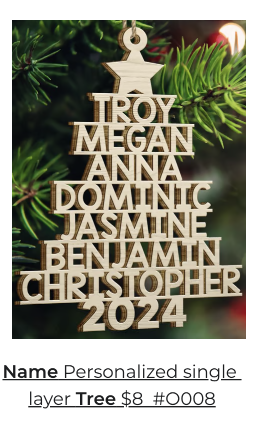 Personalized Single Layer Wooden Tree Ornament