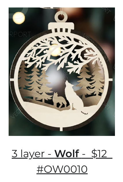3 Layer Wolf Ornament