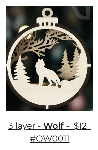 3 Layer Wolf Ornament