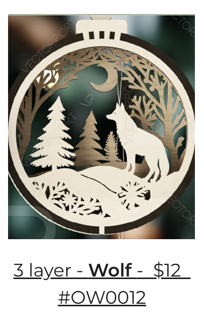 3 Layer Wolf Ornament