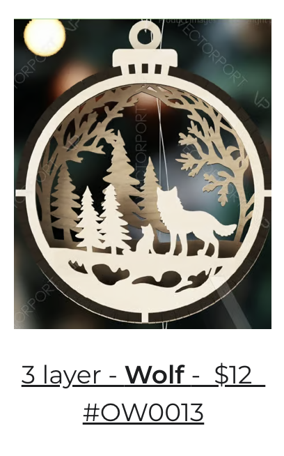3 Layer Wolf Ornament