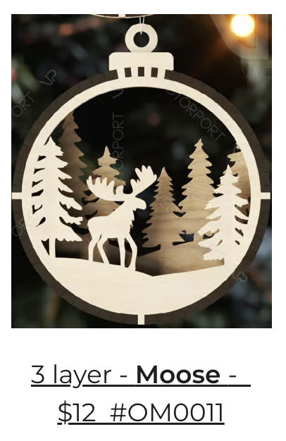 3 Layer Moose Ornament