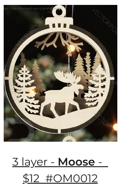 3 Layer Moose Ornament