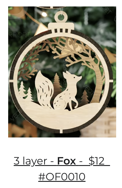 3 Layer Fox Ornament