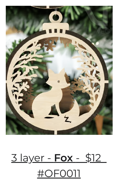3 Layer Fox Ornament