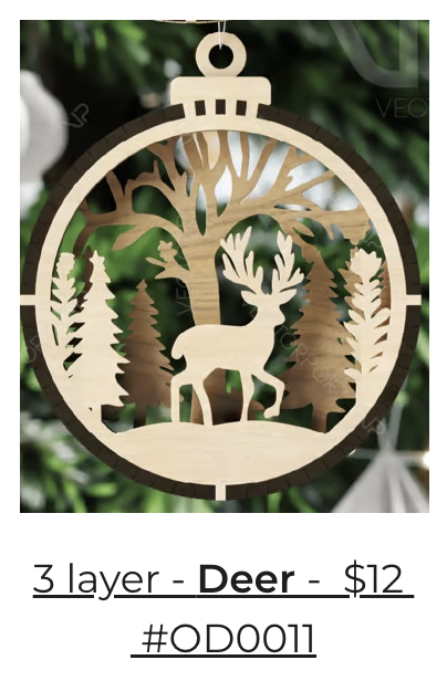 3 Layer Deer Ornament