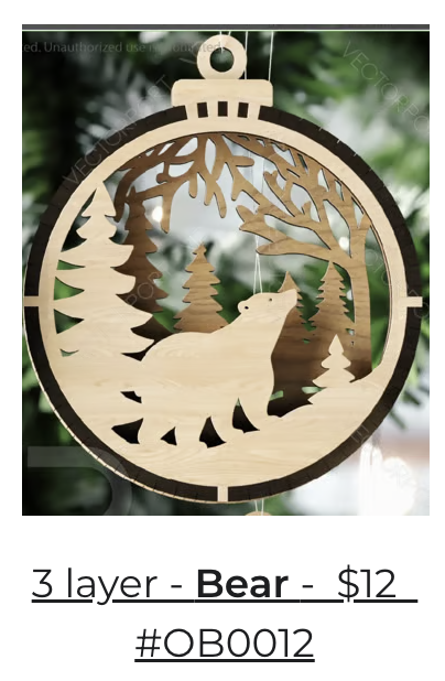 3 Layer Bear Ornament