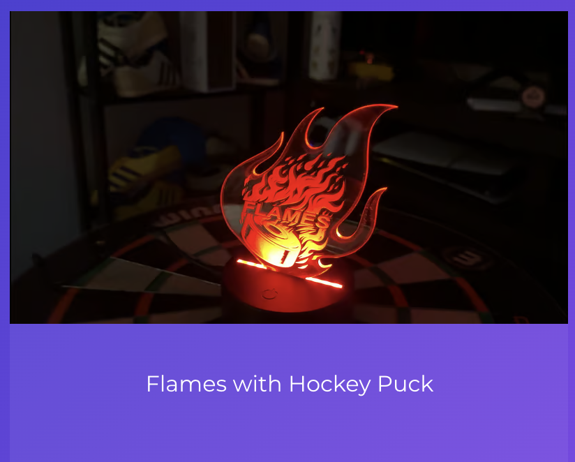 Flames with Hockey Puck LED Lamp