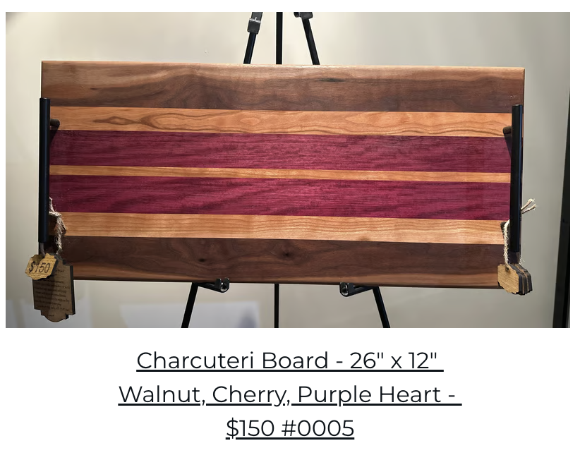 Walnut, Cherry, and Purple Heart Charcuterie Board
