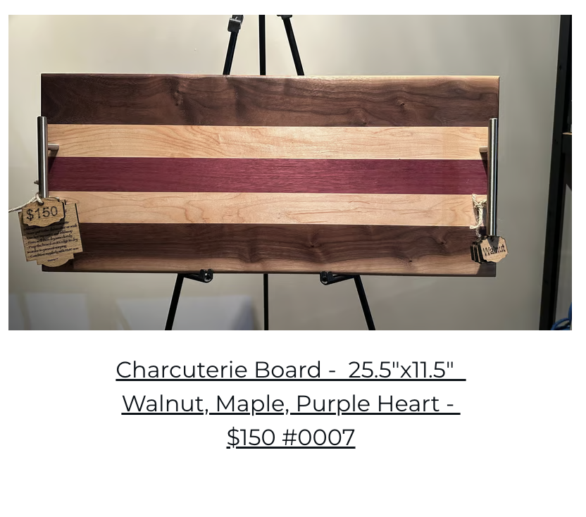 walnut, maple, and purple heart Charcuterie Board