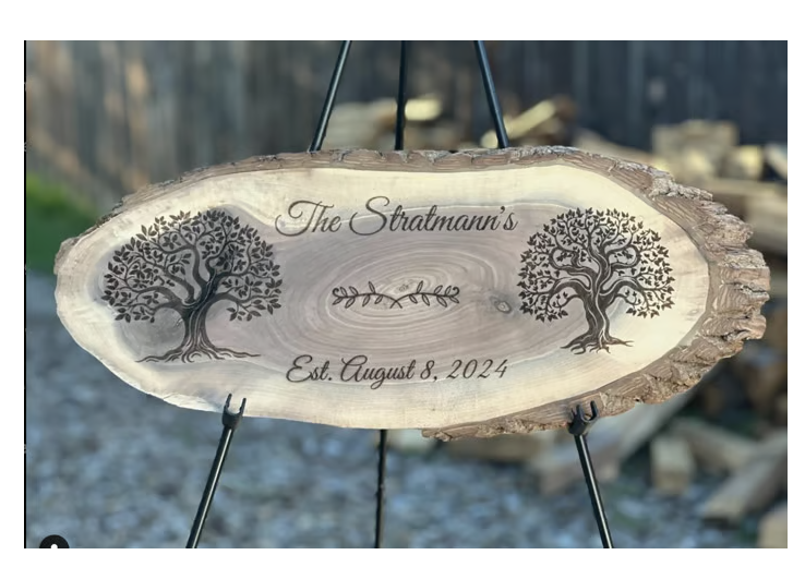 Personalized Engraved Walnut Slice Sign