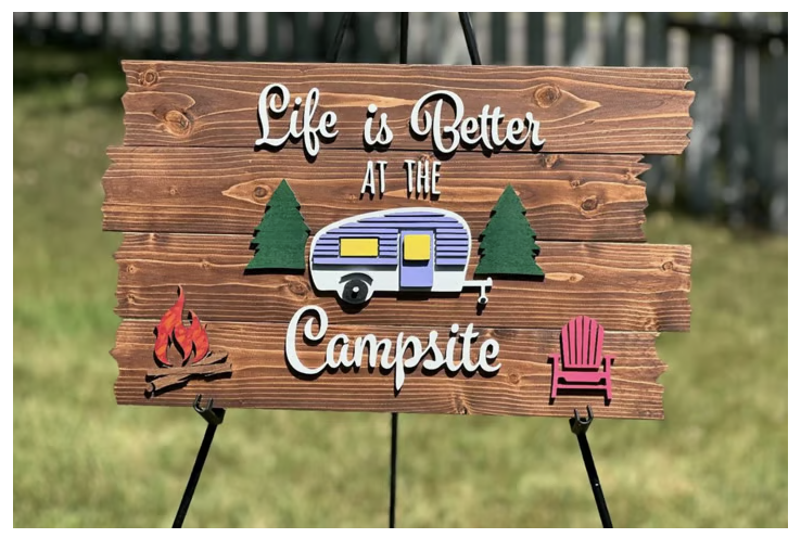 Campsite Wooden Welcome Sign
