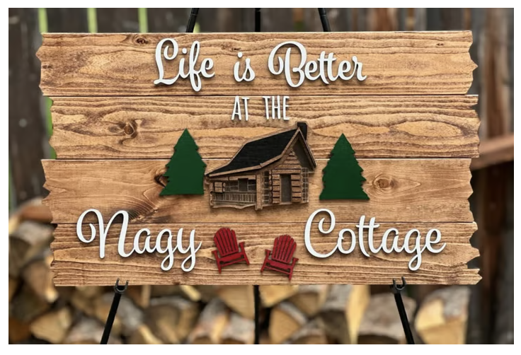 Customizable Wooden Cottage Sign