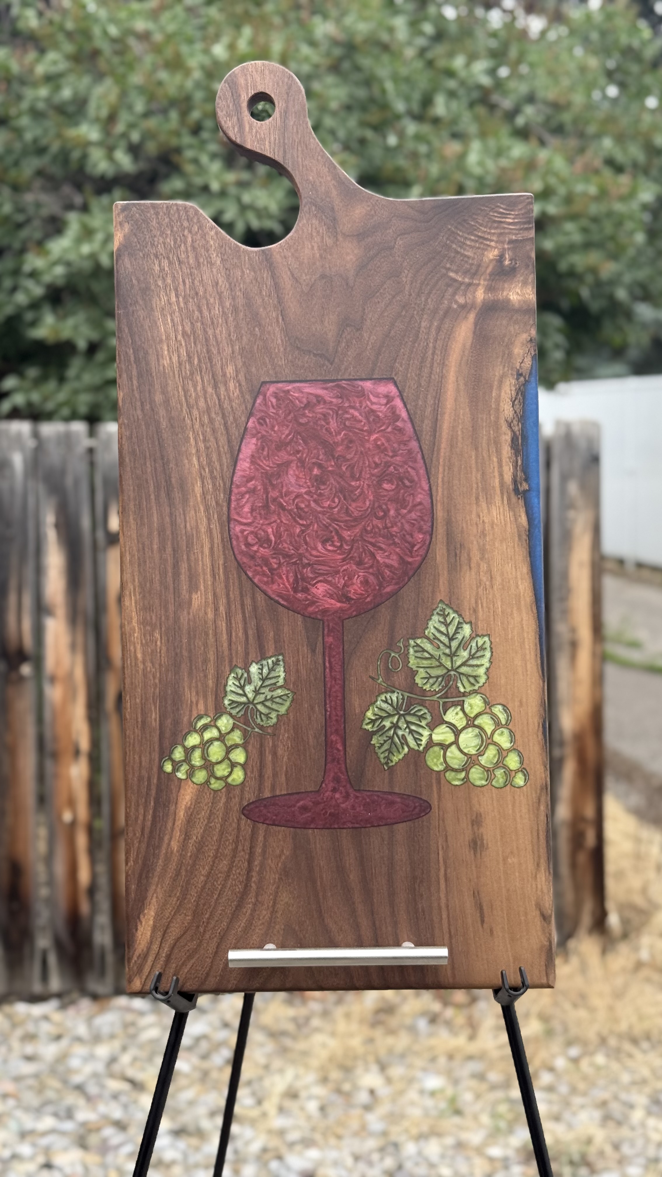 Charcuterie Board with Wine and Grapes Design