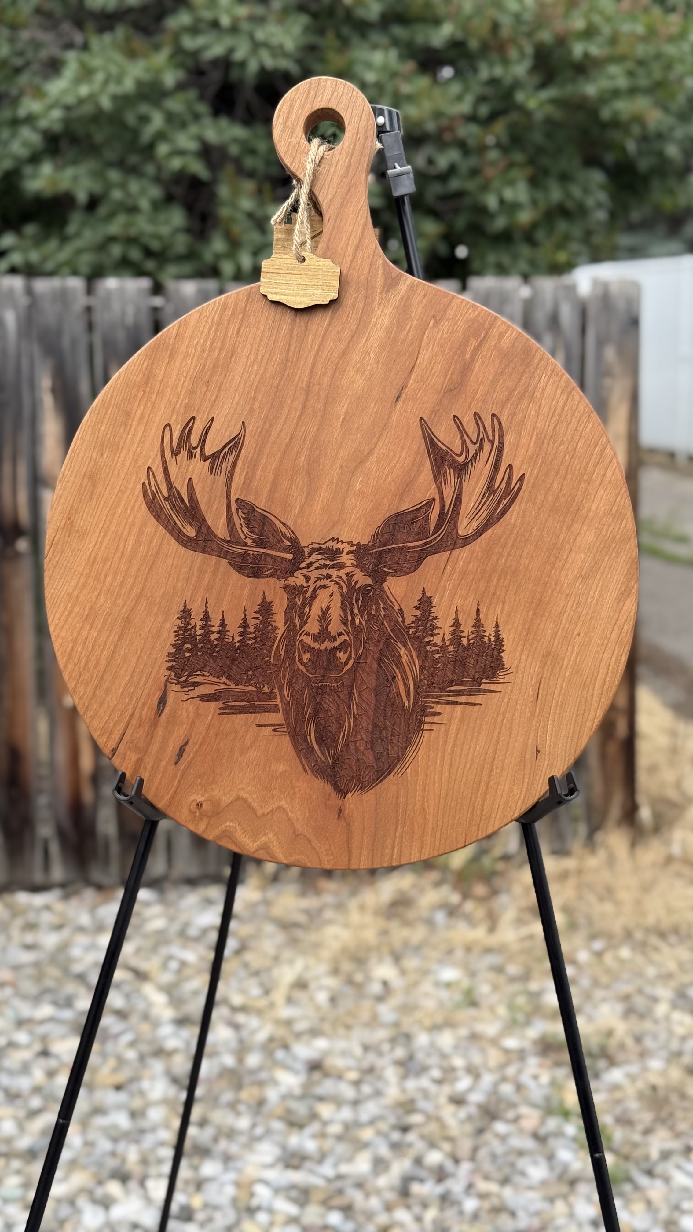 Moose Engraved Pizza styled Charcuterie Board