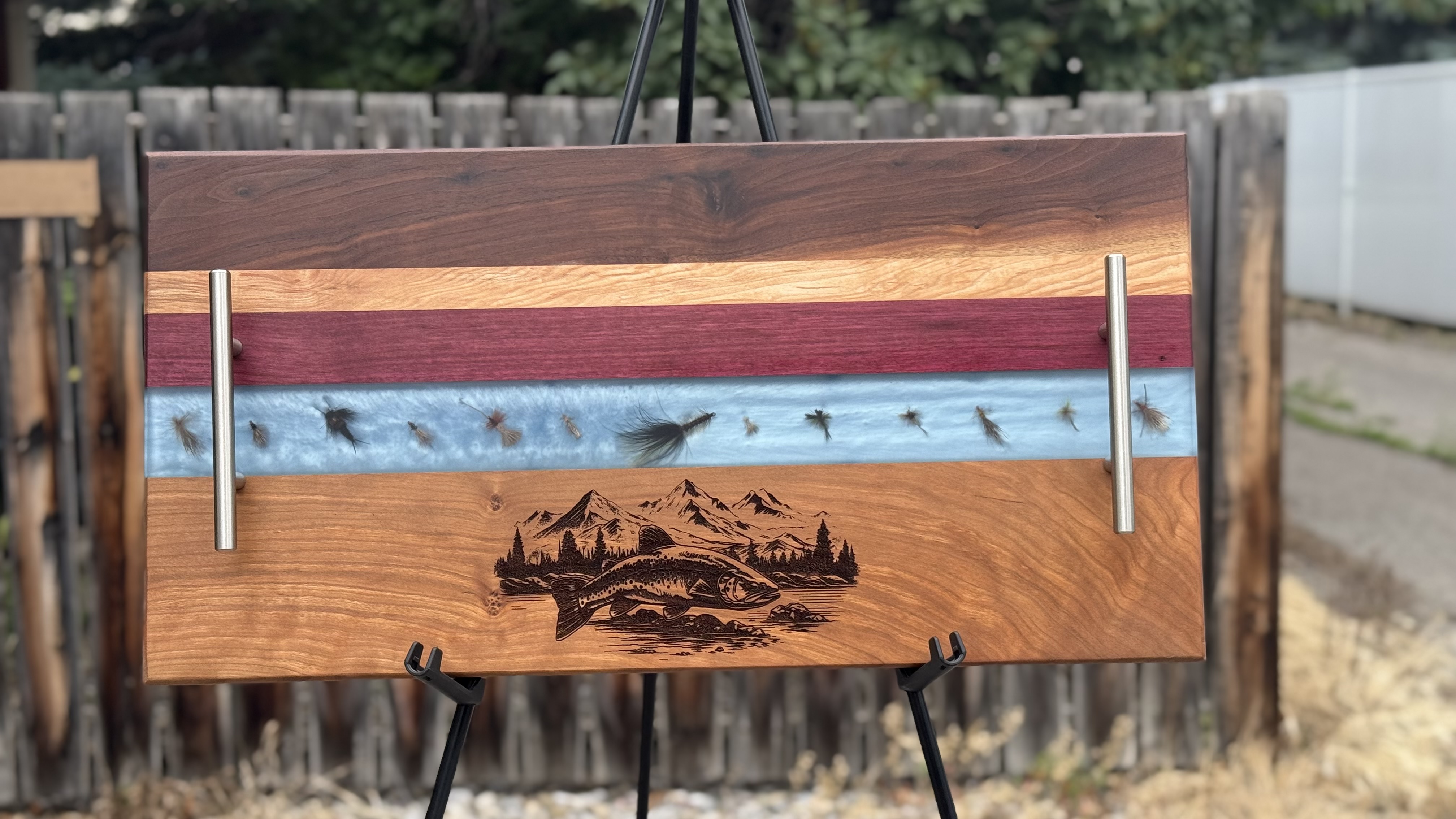 Handcrafted Resin and Wood Serving Tray