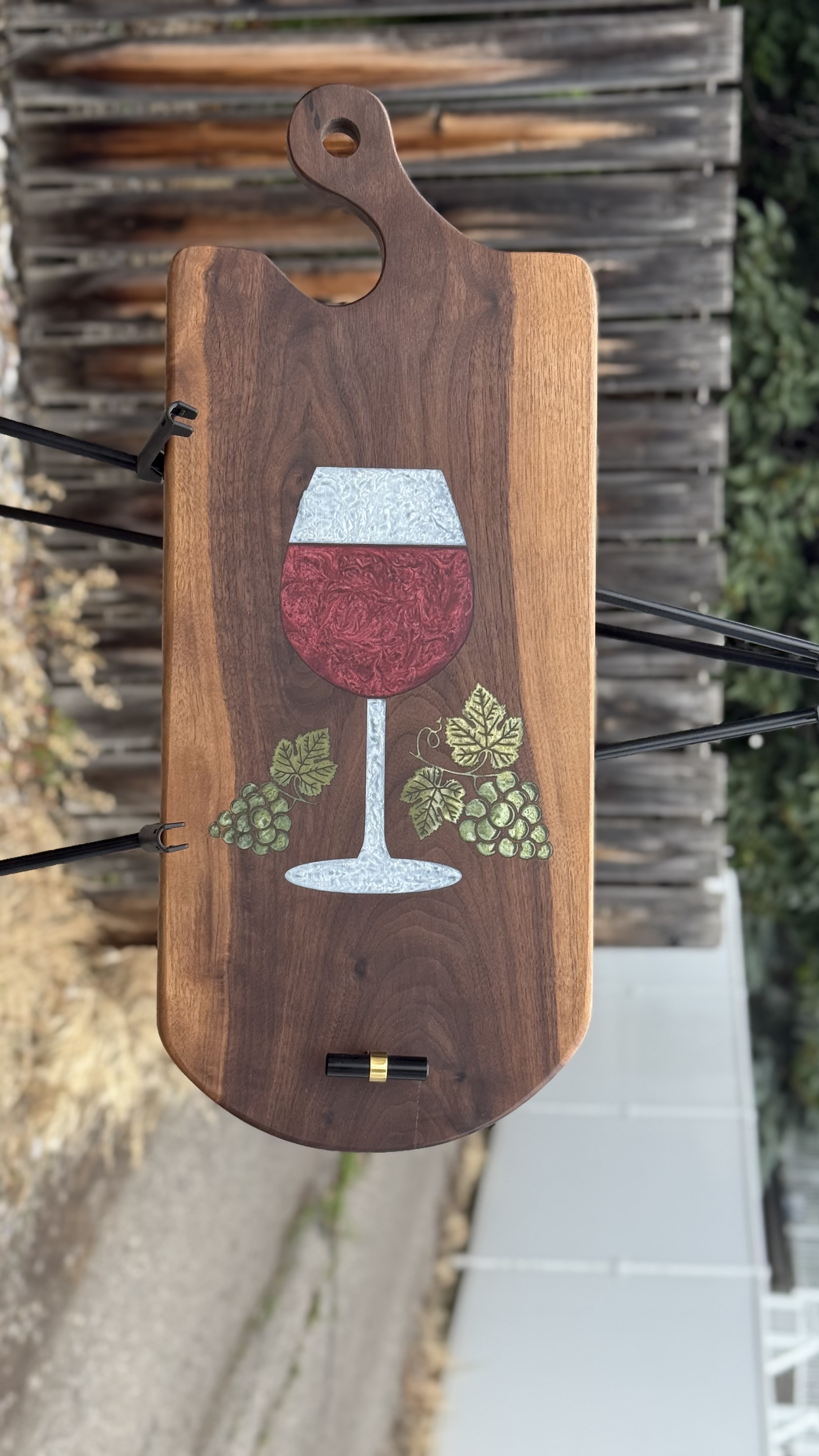Wine Glass Engraved Wooden Serving Board