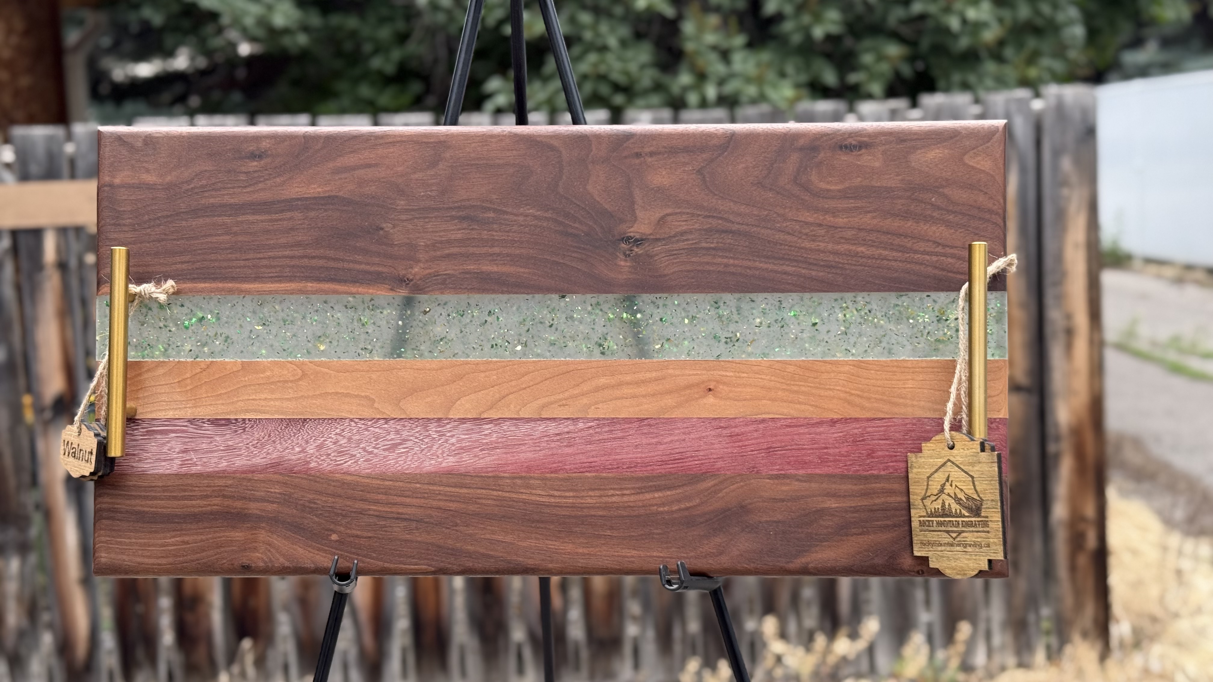 Handcrafted Wood and Resin Serving Board