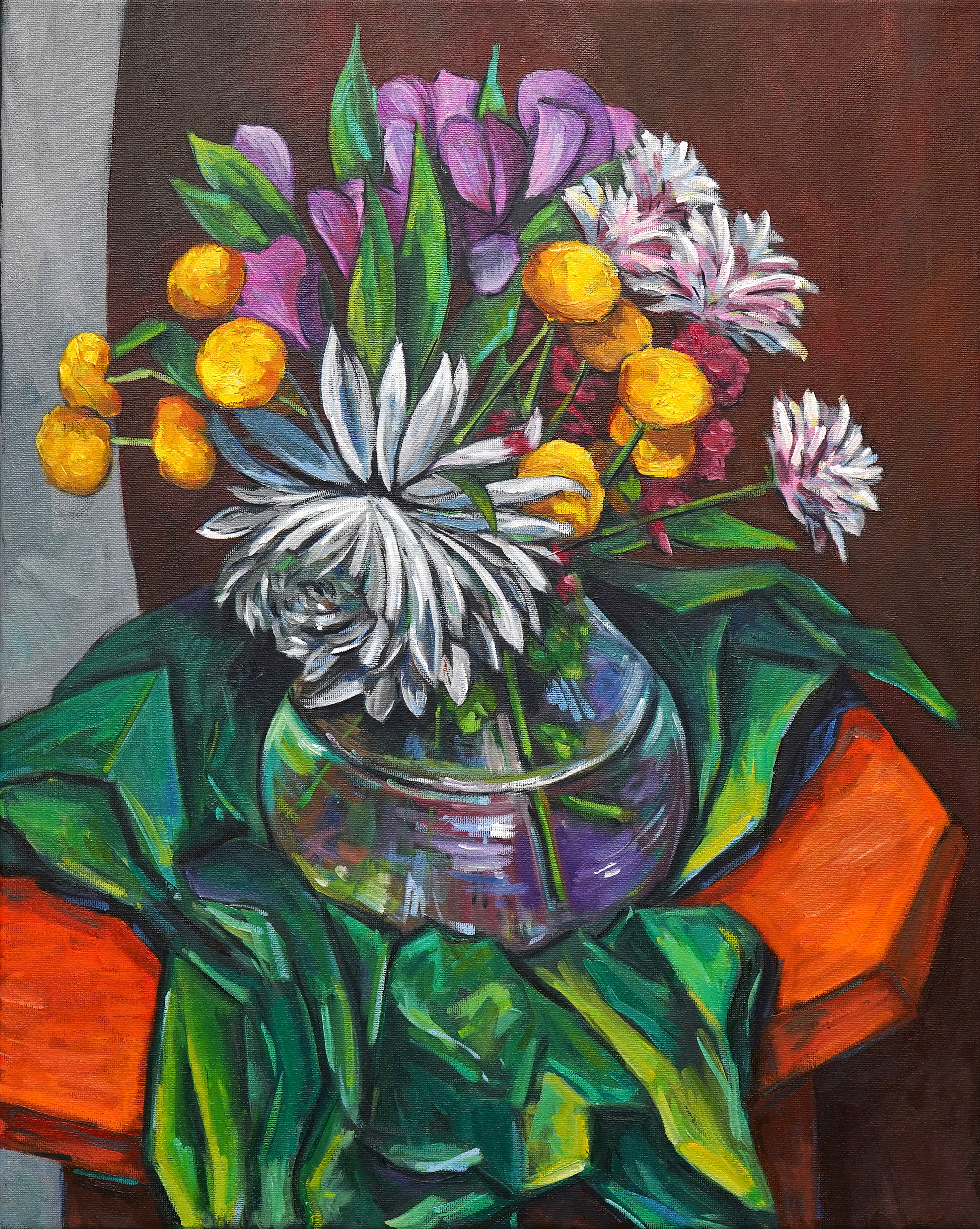 Flower Bouquet with Green Drape