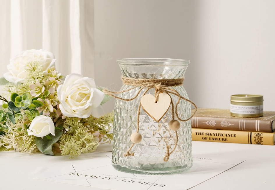 Fake Flowers with Vase, Silk Roses Artificial Flowers in Vase, Faux Flower Arrangement with Vase Suitable for Home Office Decoration, Dining Table Centerpiece(White)