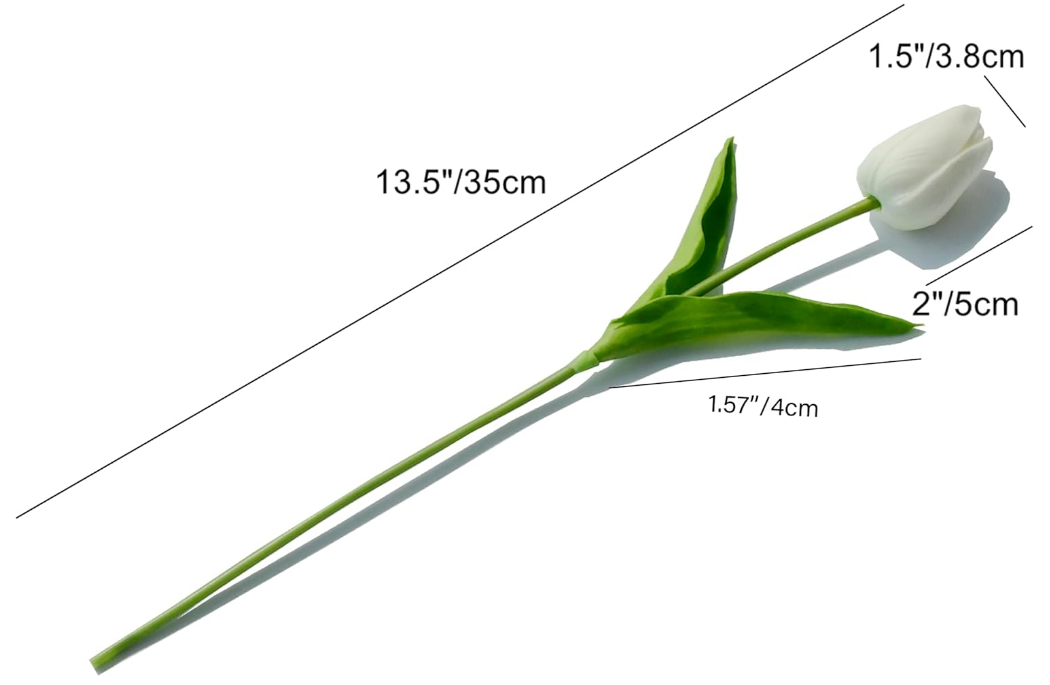 Mandy's 20pcs White Flowers Artificial Tulip Silk Fake Flowers 13.5" for Christmas Centerpiece Mother's Day Easter Valentine’s Day Gifts in Bulk Home Kitchen Wedding Decorations