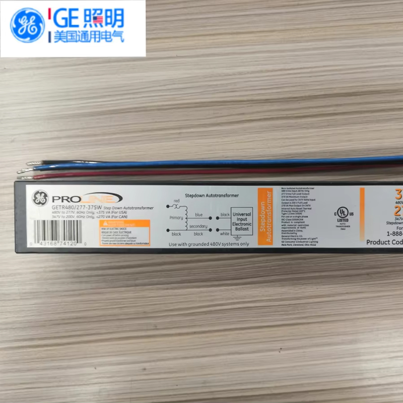 GE ProLine GETR480/277-375W Step Autotransformer, Code 74120 GE-Step Transformer, 60Hz Only, UL Listed