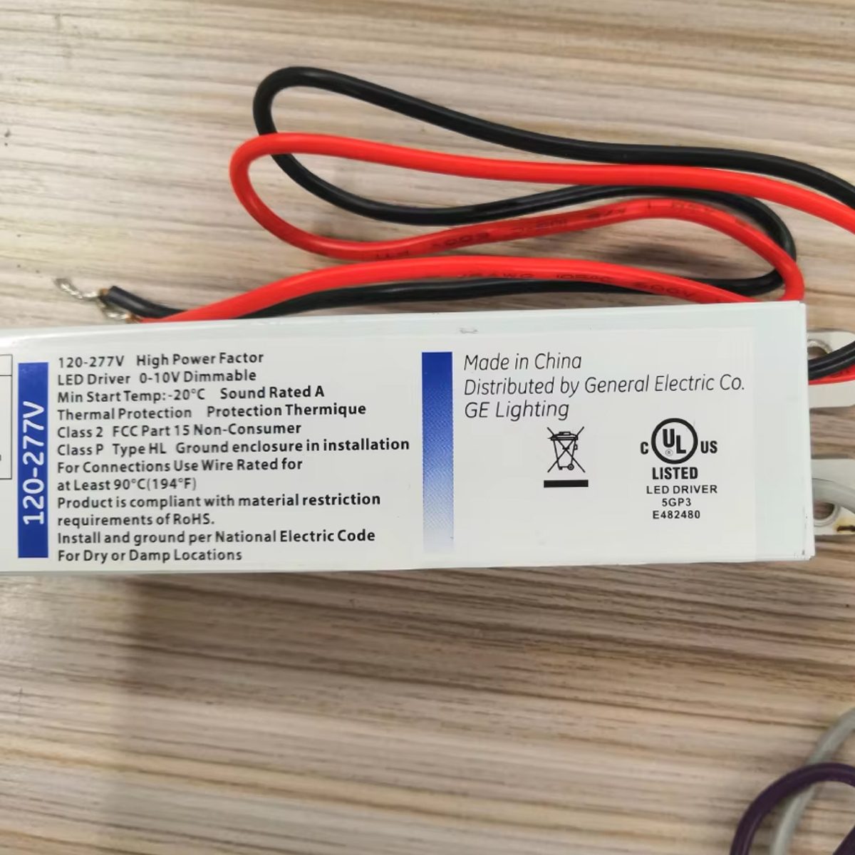 GE 66198 Constant Current LED Driver 120-277V 30W 700mA 28-46VDC 0-10V Dimming LED Driver