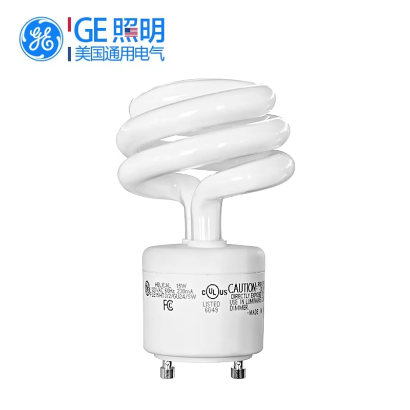 GE 120V 15w GU24 2 Prong 2700k Yellow Light Plug-in Twist Lock Spiral Self-Ballasted CFL Energy Saving Bulb