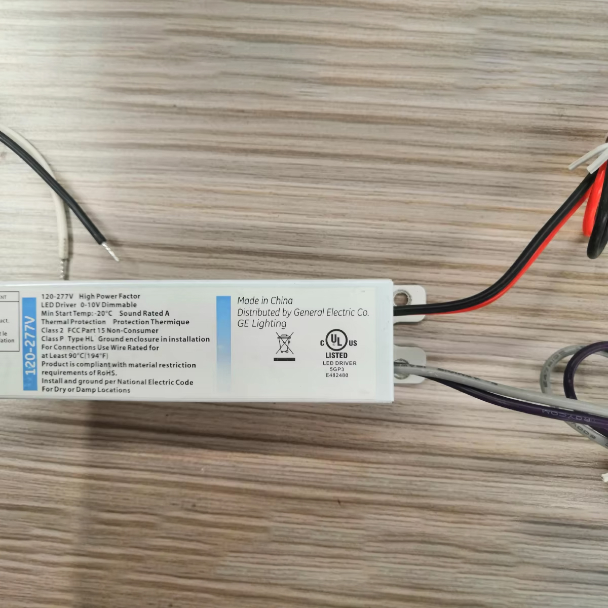 GE UL 120-277V 50W 950mA 0-10V Dimmable LED Driver, 33-54VDC Output High PF LED Driver with USA Standard