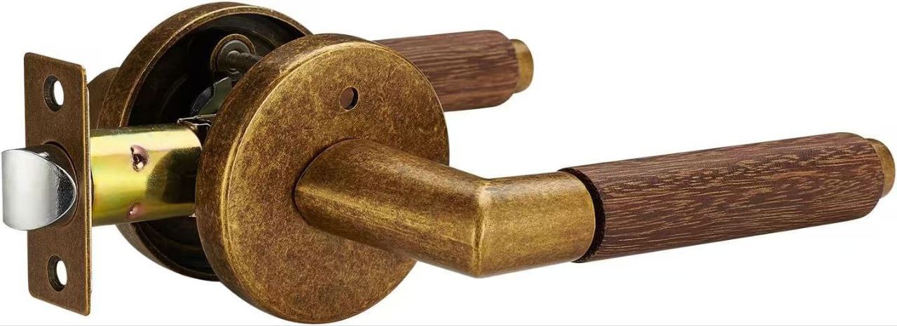 Antique Brass Door Handle Set