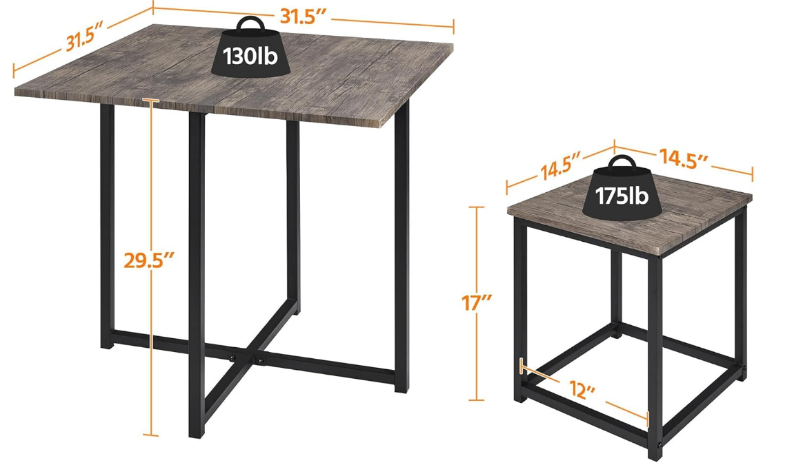 5-Piece Dining Table Set with 4 Stools - Industrial Compact Kitchen Table & Chairs Sets, Space-Saving Design for Apartment, Small Space, Breakfast Nook, Drift Brown