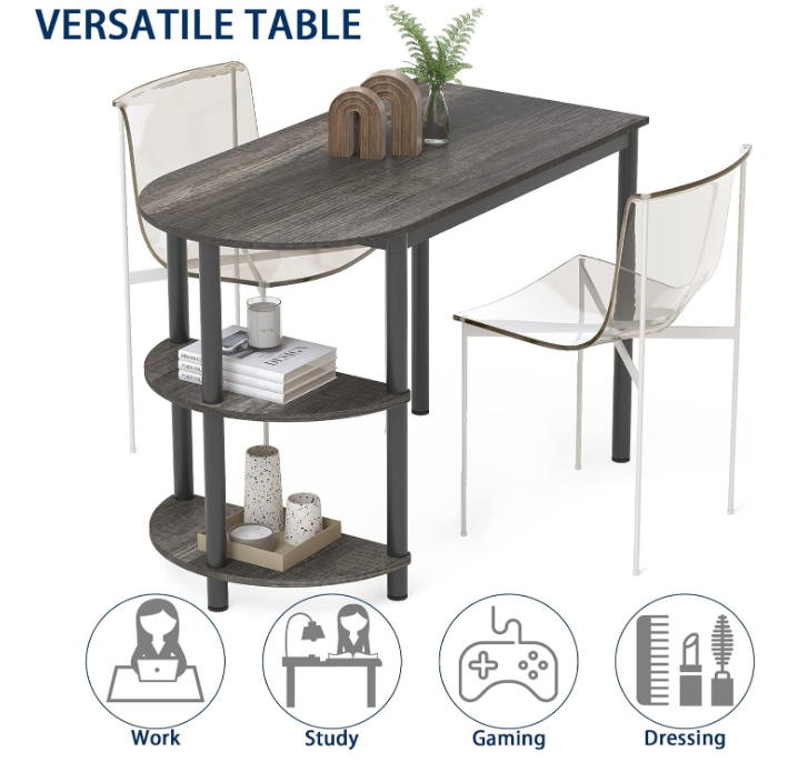 Small Dining Table/Kitchen Table with Storage, Multifunctioal Workstation Desk for Dining Room, Living Room, Bistro.(Black Oak)