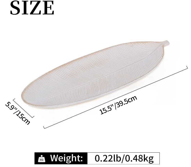 Leaf Wooden Decorative Tray: Leaf Shaped Wood Key Tray Decor Leaf Bowl for Crystal Candle