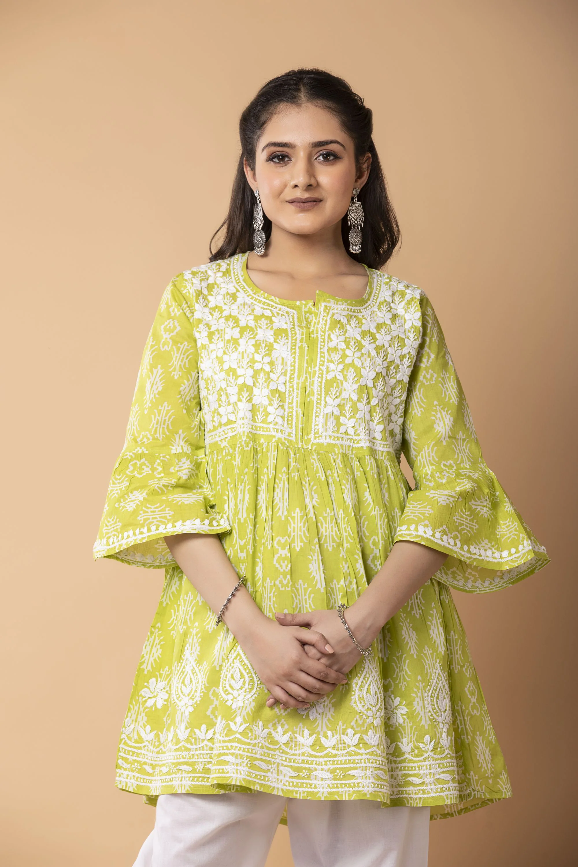 Aliya chikankari cotton Short top for Women.