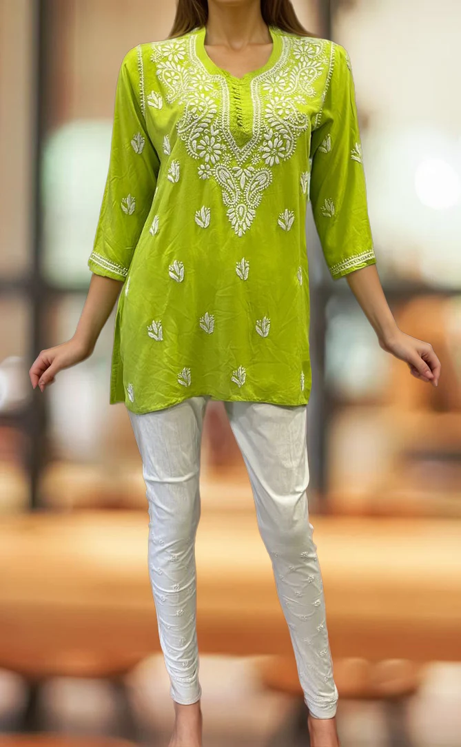Riya chikankari Rayon Short top for Women.