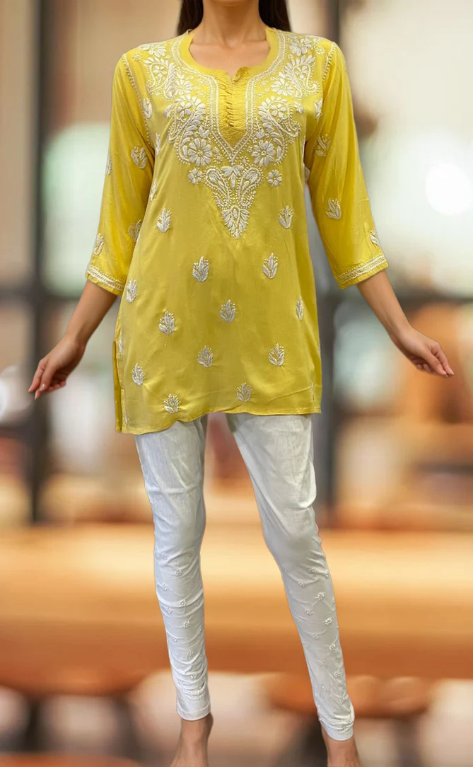 Riya chikankari Rayon Short top for Women.