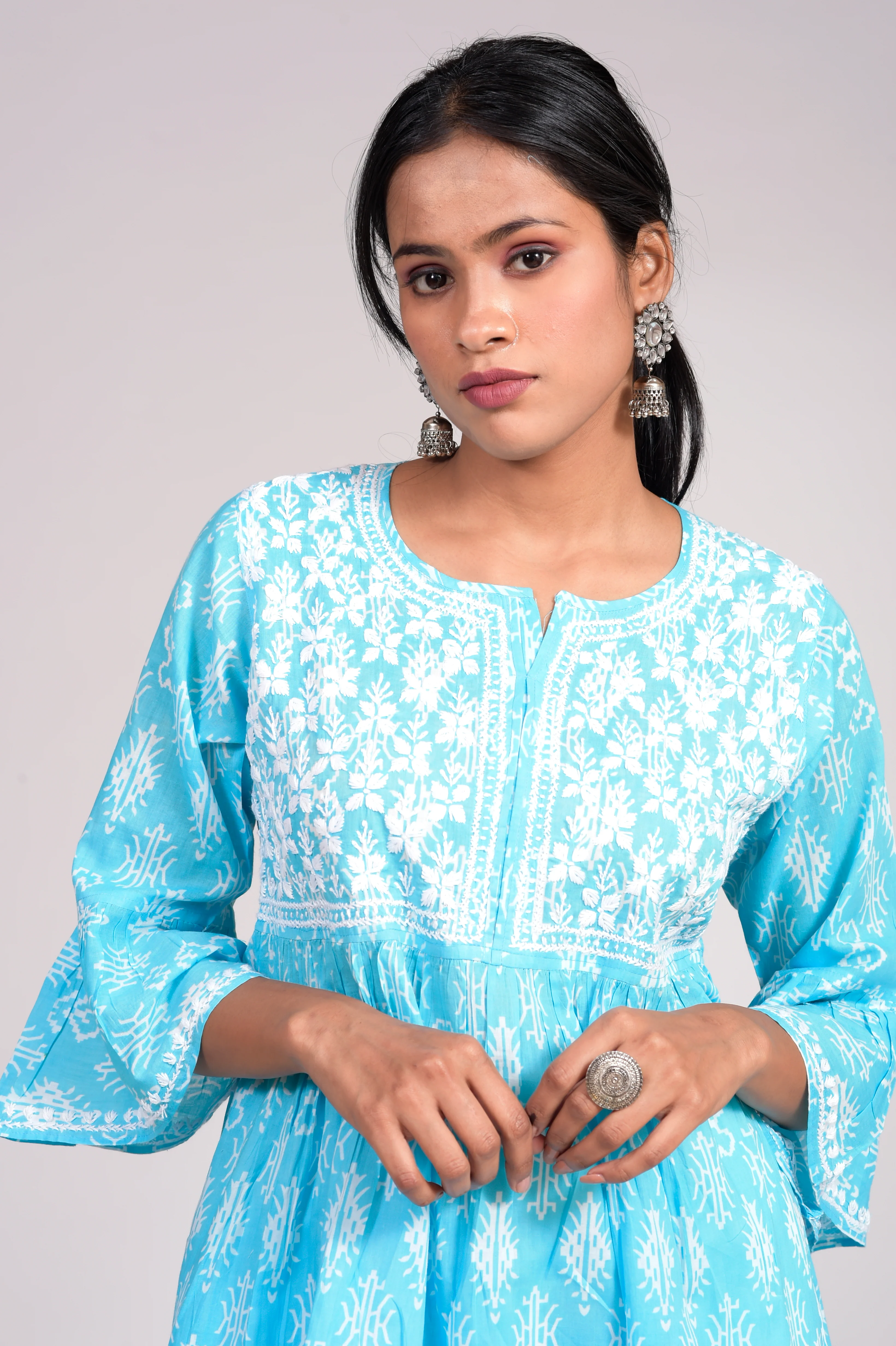 Blue Floral Printed Kurti For Women