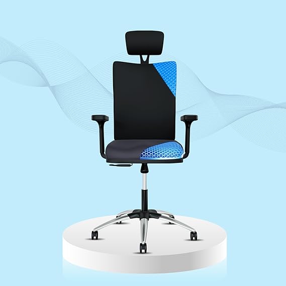 ErgoSmart by The Sleep Company - Plus Orthopedic Office Chair| Patented SmartGRID Technology| Adjustable Lumbar Support for Ergonomic Sitting Posture| Multiple Adjustment Mechanism| Black & Grey|Onyx