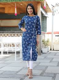 Navy Blue Printed Kurti